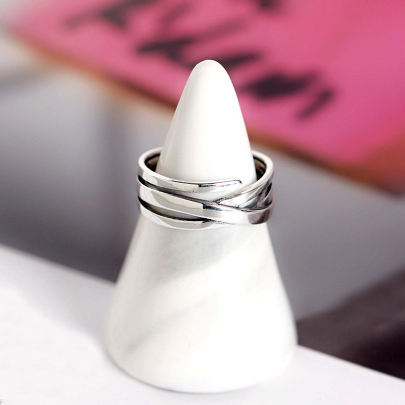 Multi layer winding open ring, internet celebrity personality INS Korean version silver plated retro made multi-layer ring, foreign trade source-2