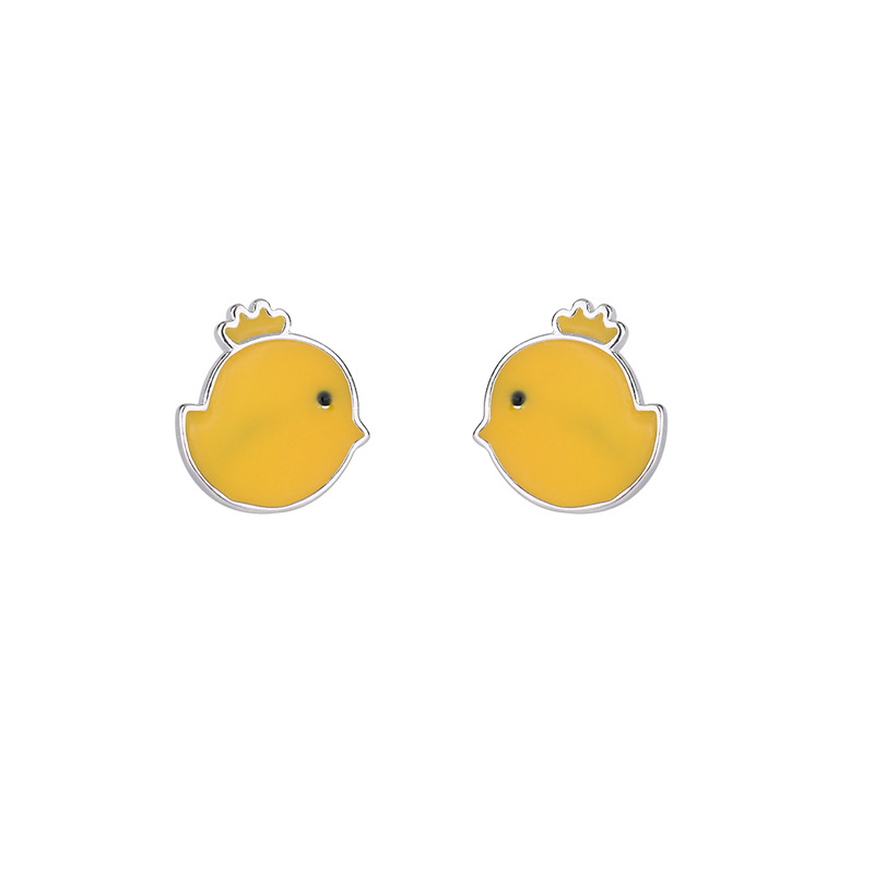 Creative Cartoon Earnail INS Japanese and Korean Personalized Sweet and Cute Pet Yellow Chicken Ear Jewelry Gift E-commerce Source-1