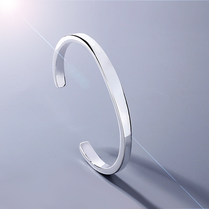 Elegant smooth surface bracelet, trendy and simple style, fashionable and versatile, silver plated smooth surface fine opening bracelet, e-commerce source-1