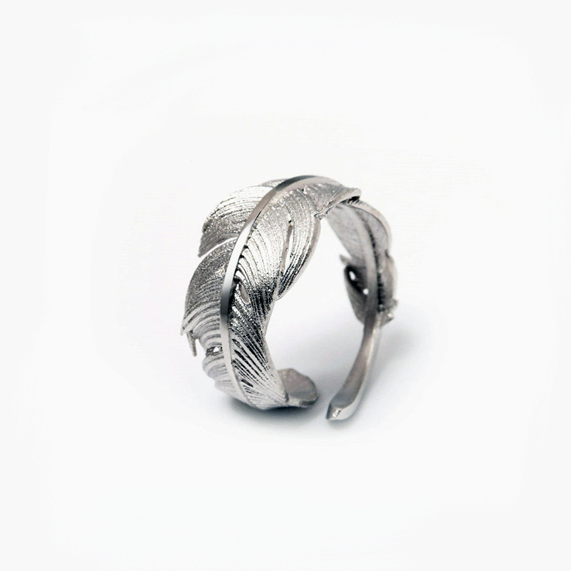 Feather Opening Ring INS Korean Edition Artistic Charm Invisible Wings Ethnic Style Leaf Ring E-commerce Source-1