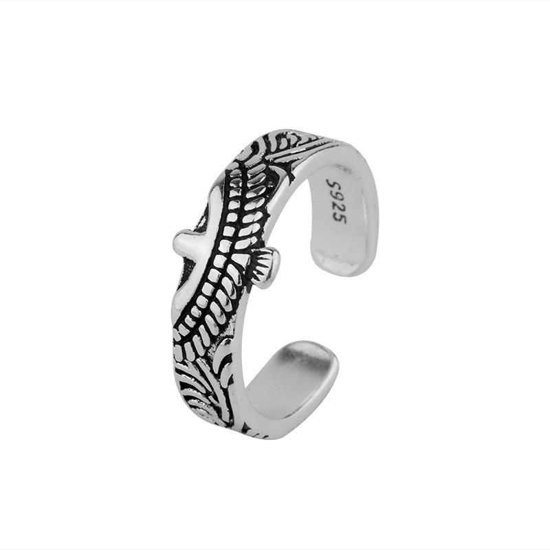 Mighty Eagle Ring INS Forest Series Personalized Creative Silver Plated Retro Used Animal Open Ring Foreign Trade Source-1