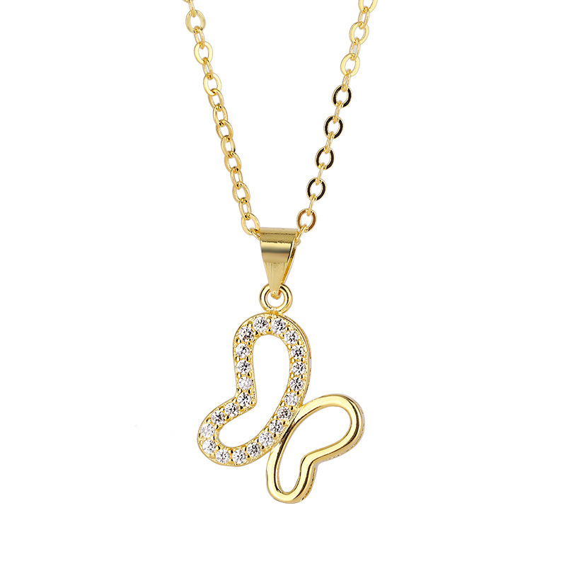 Forest style butterfly necklace INS female internet celebrity Korean version personality temperament inlaid zircon insect butterfly necklace gift wholesale-1 Forest style butterfly necklace INS female internet celebrity Korean version personality temperament inlaid zircon insect butterfly necklace gift wholesale-1