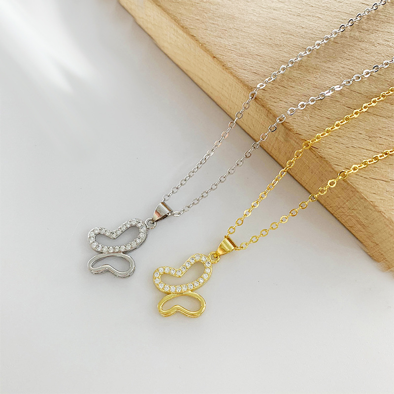 Forest style butterfly necklace INS female internet celebrity Korean version personality temperament inlaid zircon insect butterfly necklace gift wholesale-2 Forest style butterfly necklace INS female internet celebrity Korean version personality temperament inlaid zircon insect butterfly necklace gift wholesale-2
