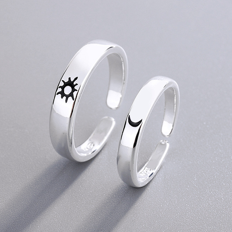 Sun, Moon, Star, Couple Ring, Japanese and Korean Simple and Fresh Sun and Moon Ring, Open Pair Ring, E-commerce Supply-1