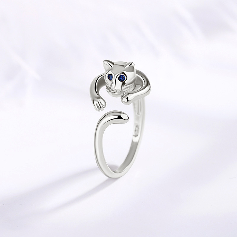 Blue eyed leopard ring with personality, student trend, versatile, forest animal opening, adjustable ring, foreign trade source-1 Blue eyed leopard ring with personality, student trend, versatile, forest animal opening, adjustable ring, foreign trade source-1
