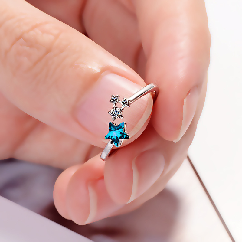 Blue Star Ring INS Fashion Personality Japanese and Korean Fresh Literature Set Zircon Open Finger Ring eBay Source-2 Blue Star Ring INS Fashion Personality Japanese and Korean Fresh Literature Set Zircon Open Finger Ring eBay Source-2