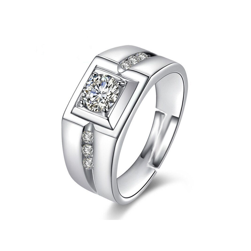 Domineering men\'s wide face ring trendy ins with adjustable opening and geometric design, full diamond row diamond ring source wholesale-1 Domineering men\'s wide face ring trendy ins with adjustable opening and geometric design, full diamond row diamond ring source wholesale-1